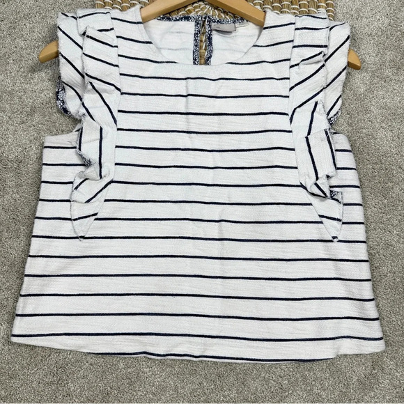 Anthropologie Postmark Flutterwork Top Sleeveless Navy White Striped Size XS - Picture 4 of 11